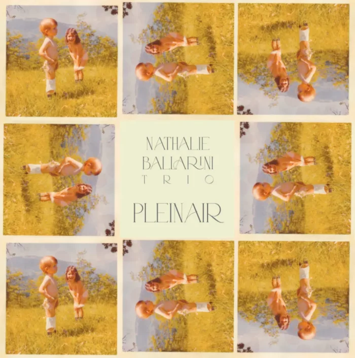 Pochette de l'album Plein Air du Nathalie Ballarini Trio avec une photo d'enfants autour du title