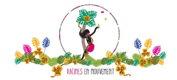 Logo dessiné d'une compagnie de théâtre qui représente une femme en train de danser autour d'un arbre