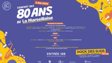 Affiche concert pour le 80 ans de La Marseillaise avec les infos de la soirée