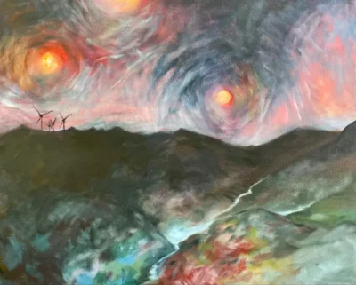 Peinture d'un paysage en pleine nature