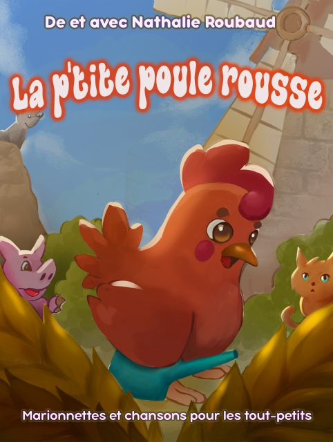 Dessin en couleurs qui représente une poule en premier plan et à ses côtes, en second plan, un cochon et un chat