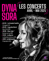 Visuel d'une série d'événements musicaux avec une photo en noir et blanc de l'artiste et les informations utiles