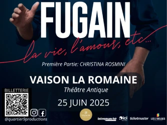 Visuel d'un concert : sur un fond noir les informations de l'événement