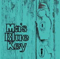 Dessin d'une serrure en forme de femme sur fond bleu avec des mots en angalais