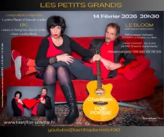 Visuel d'un événement avec les informations le concernant et une photo avec deux personnes, une femme et un homme, assis sur un canapé rouge