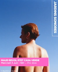 Visuel d'un événement avec les informations le concernant et la photo d'une femme de dos, sur le fond d'un ciel bleu