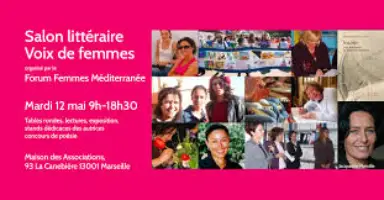 Visuel d'un événement avec les informations le concernant et un collage de photos de visages des femmes