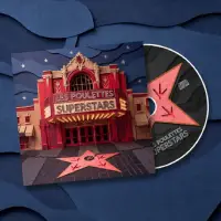 Visuel d'un album musical avec le dessin de l'entrée d'un théâtre entouré d'étoiles