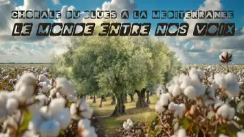 Photo d'un événement avec une phrase évocatrice et l'image d'un extérieur paisible : un jardin avec des arbres et ses fleurs