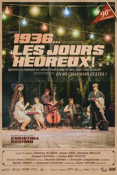 Visuel d'un spectacle avec la photo des artistes sur scène et les informations concernant l'événement